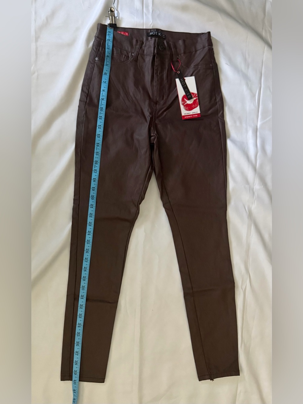 Hot Kiss Women's Skinny Pants in Dark Brown faux leather